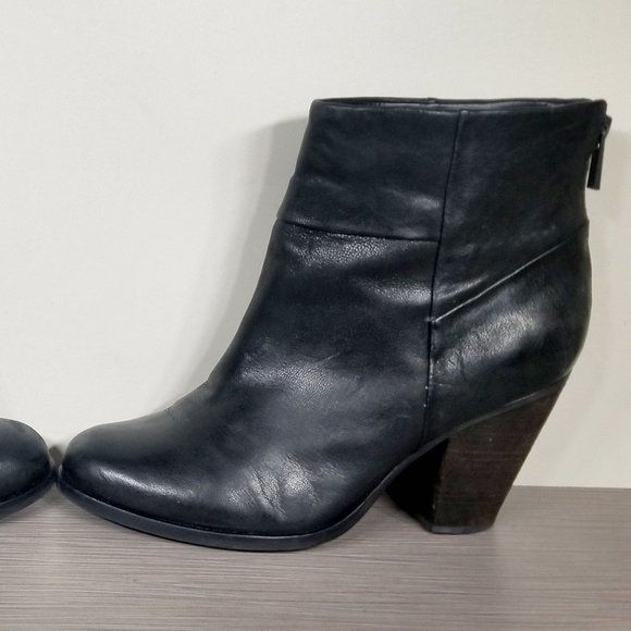 Arturo Chiang Hadley Stacked Heel Bootie, Black Leather, Womens Size 8 M - Picture 9 of 13